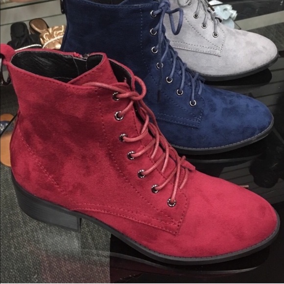 Restock! Kennedy Navy Blue Lace Up Heel Ankle Boot - Picture 8 of 8